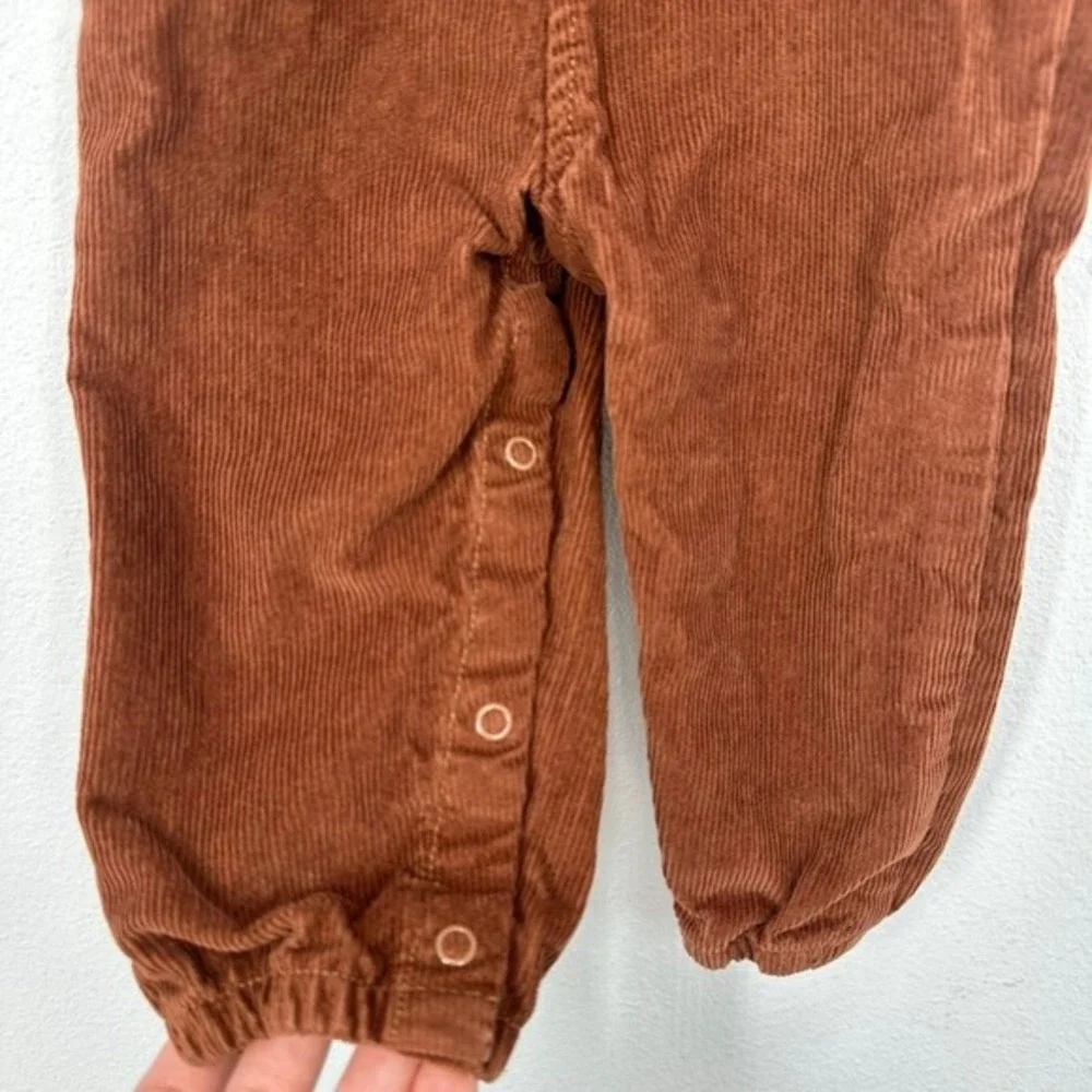 Carter's 12m Baby Corduroy Overalls‎ Moose Embroidered Brown Snap Inseam